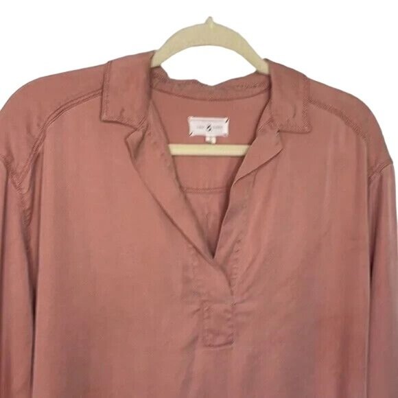 Lou &‎ Grey Blush Collared Long Sleeve Blouse High Low Size Small - Picture 3 of 9